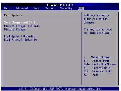 Graphic showing BIOS Setup Utility: Exit -save changes and exit.