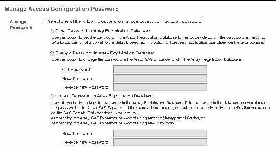Screen capture showing access configuration password choices.