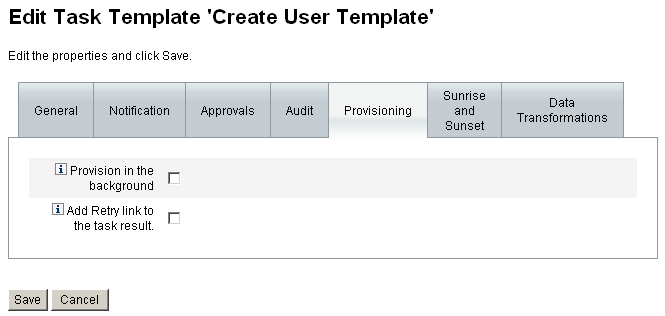 Configuring the Provisioning tab