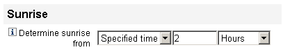 Specifying a sunrise time.