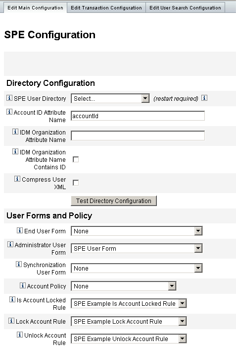 Configuring the SPE directory and user forms and policies.