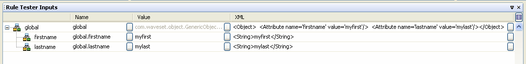 Example rule tester inputs.