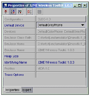 Screenshot of the property sheet for an emulator.