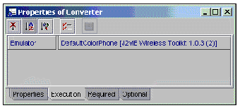 Screenshot showing the emulator properties in the Execution tab.