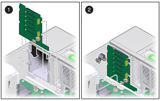 image:Figure showing installation of the hard disk drive backplane.