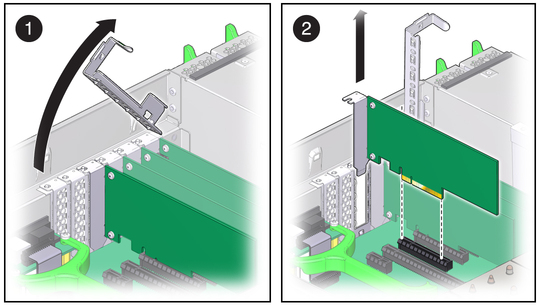 image:Figure showing how to remove a PCIe card.