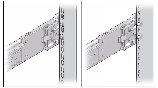 image:Figure showing how the slide rail mounting pins operate.