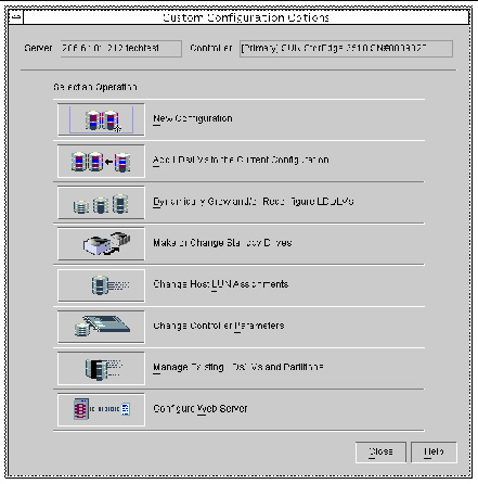 Screen capture of the Custom Configuration Options window showing custom configuration options.