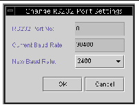 Screen capture showing the Change RS232 Port Settings dialog box.