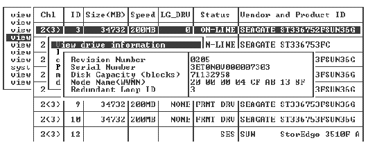 Screen capture shows information available about a selected drive.