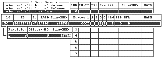 Screen capture shows the partition table with Partition 0 selected.