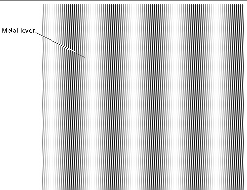 Image shows the location of the metal lever at the rear end of the mounting bracket