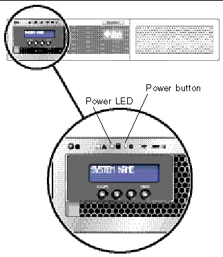 Figure showing Power button and front panel detail