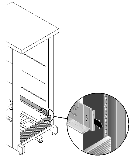 Figure showing the rail extension flange positioned over the vertical rail.