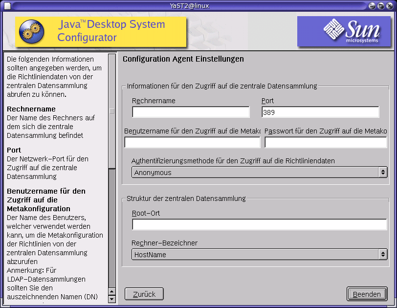 Java Desktop System Configuration Agent in YaST