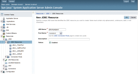 New JDBC Resource