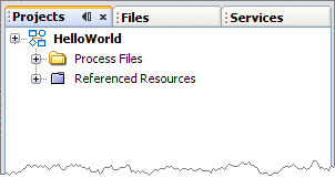 Image shows new BPEL module project in the Projects window