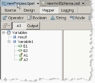 Image shows the Mapper view displaying the variables
base type