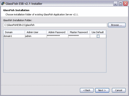 Figure shows the GlassFish Installation window
of the Component Installer.