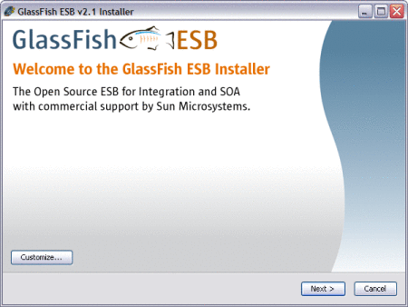 Figure shows the GlassFish ESB Component Installer.