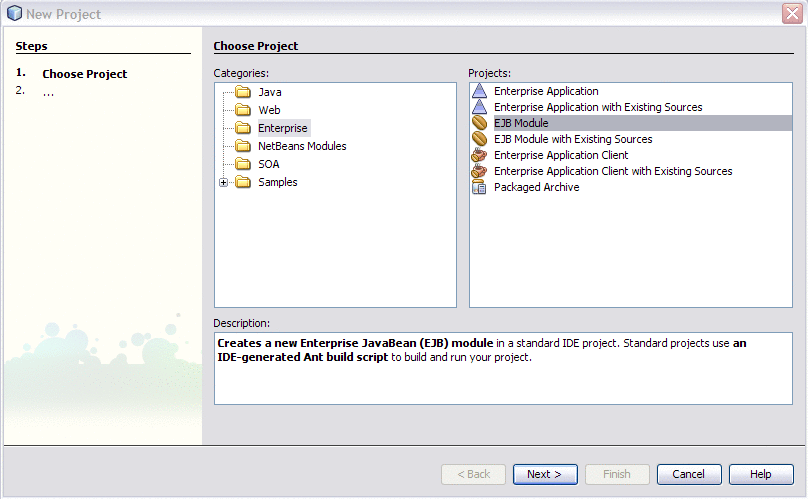 Creating An Ejb Module Project Using The Java Ee Service Engine To Create A Composite Application