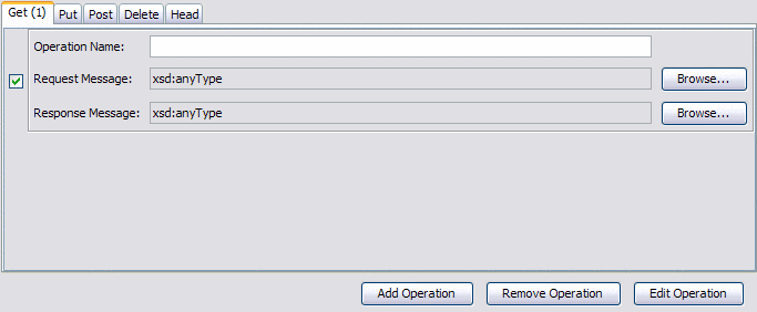 Figure shows the operation fields on the WSDL
wizard.