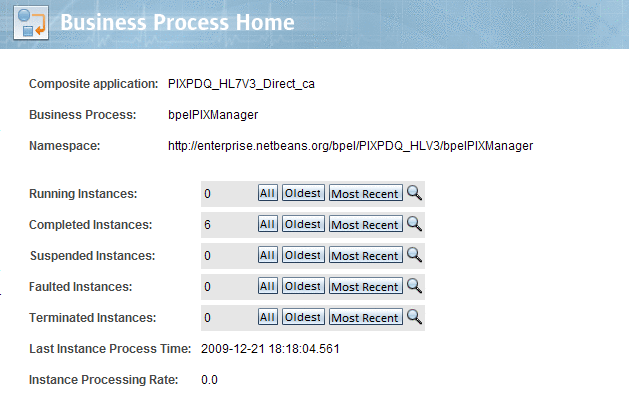 Image displays the Business Process Home window
as described in context.