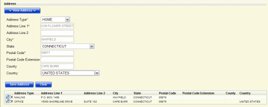 Figure shows child object fields for adding or
editing a child object.