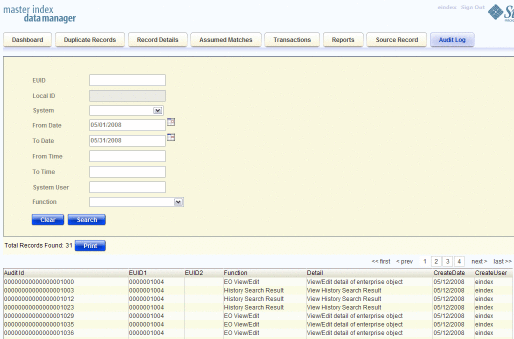 Figure shows the results of an audit log search.