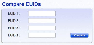 Figure shows the comparison lookup page, where
you can enter multiple EUIDs for a search. Figure shows the comparison lookup page, where
you can enter multiple EUIDs for a search.