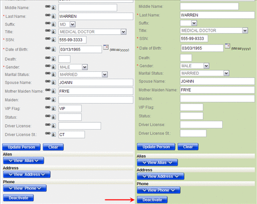 Figure shows a source record to be deactivated.