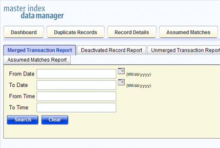 Figure shows the Reports Search fields.