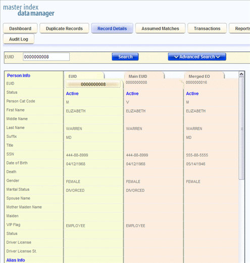 Figure shows two merged profiles along with their currently
active profile.