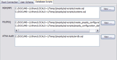 Figure shows the Database Scripts tab of the
MySQL Location window.