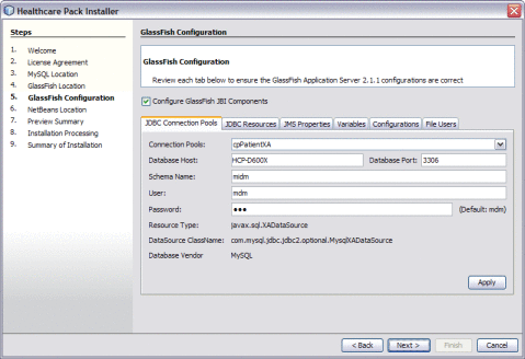 Figure shows the GlassFish Configuration window
of the Installer.