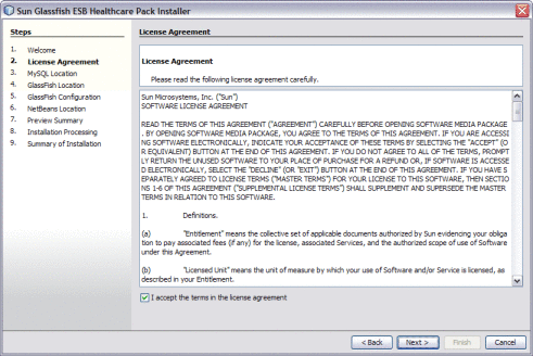 Figure shows the License Agreement window of
the Installer.