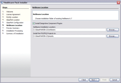 Figure shows the NetBeans Location window of
the Installer.
