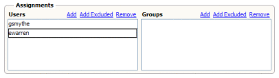 Figure shows users assigned to a task.
