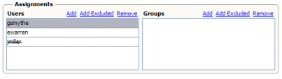Figure shows users excluded from a task.