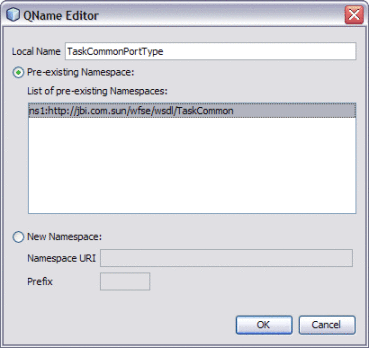Figure shows the QName Editor for the interface
name.