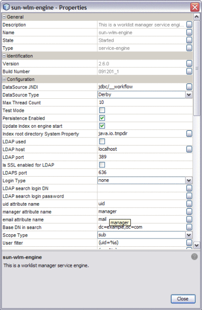 Figure shows the WLM SE runtime Properties Editor.