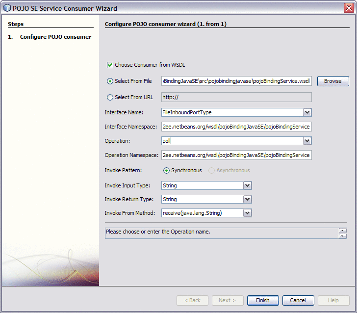 Figure shows the POJO Service Consumer Wizard.