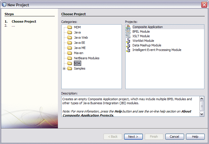 Figure shows the New Project Wizard.