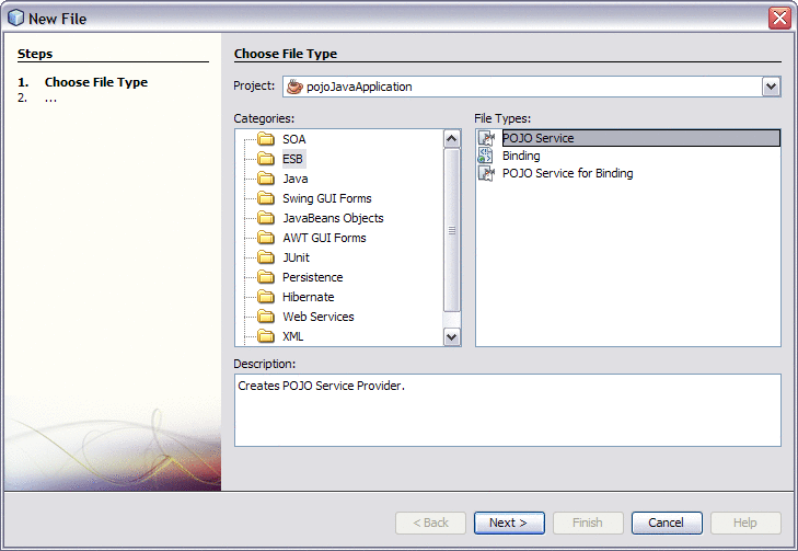 Figure shows the Choose Project window of the
New File Wizard.