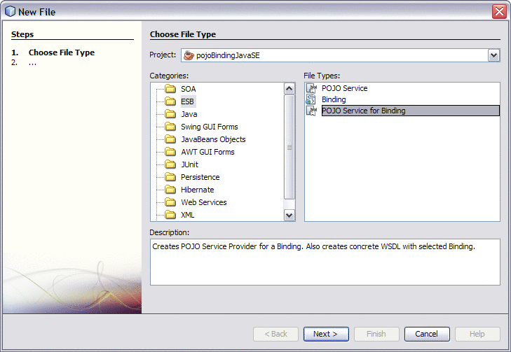 Figure shows the Choose File Type window of the
New File Wizard.