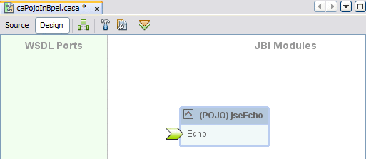 Figure shows the CASA Editor with only the POJO
JBI module.