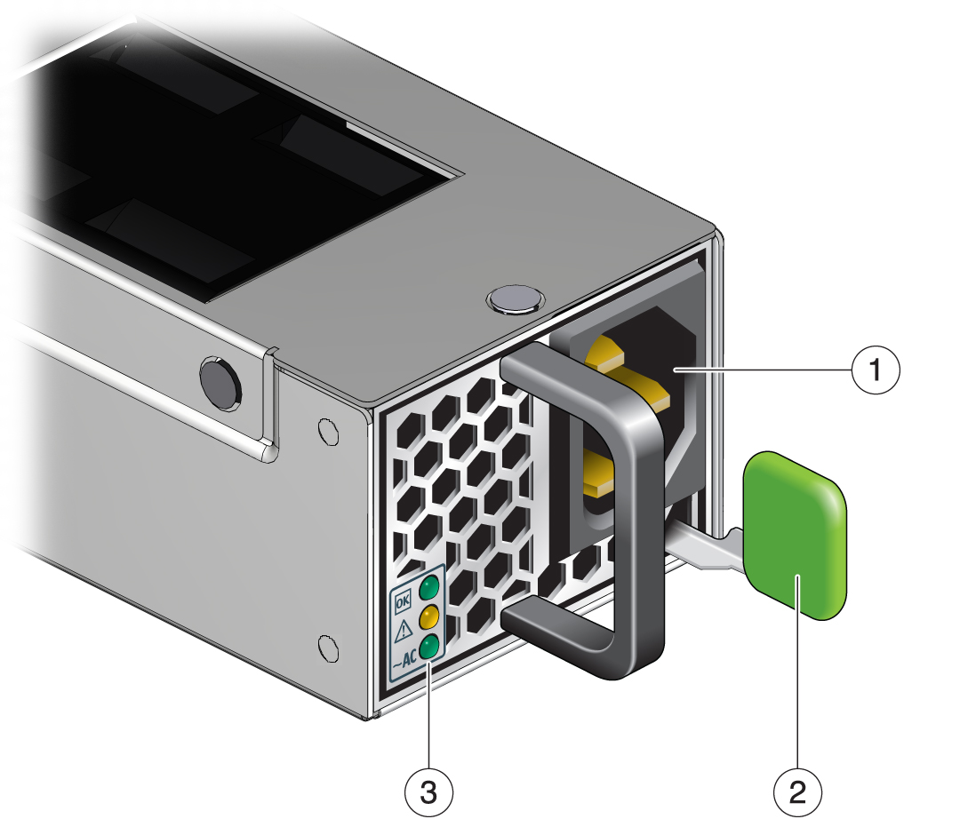 Illustration shows the features of a power supply.