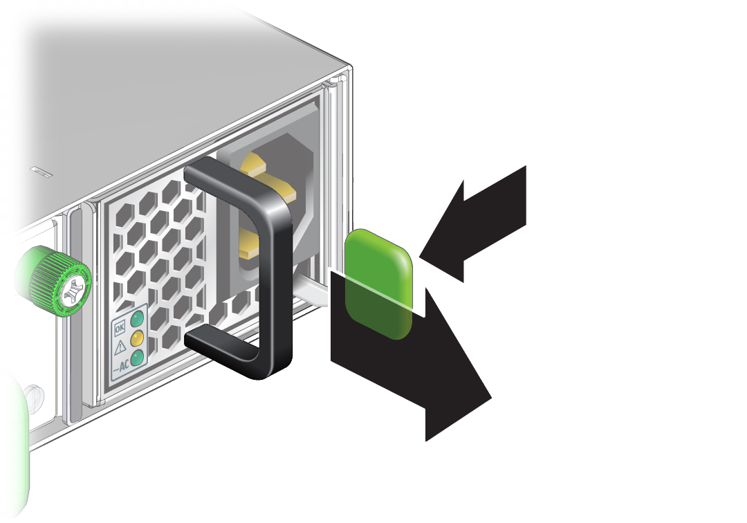 Illustration shows the power supply being released.