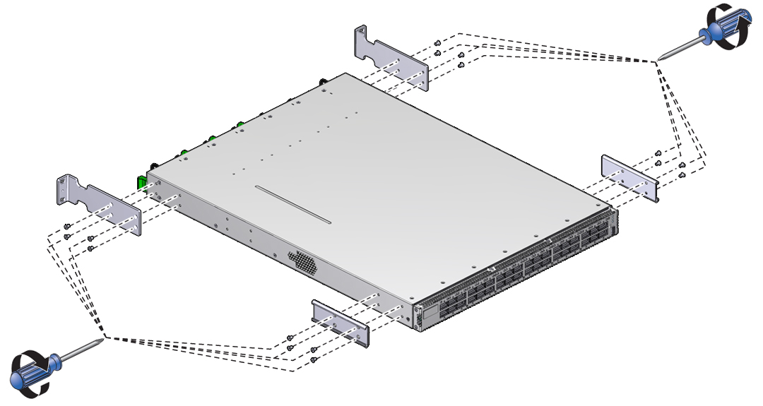 Illustration shows the chassis brackets being installed.