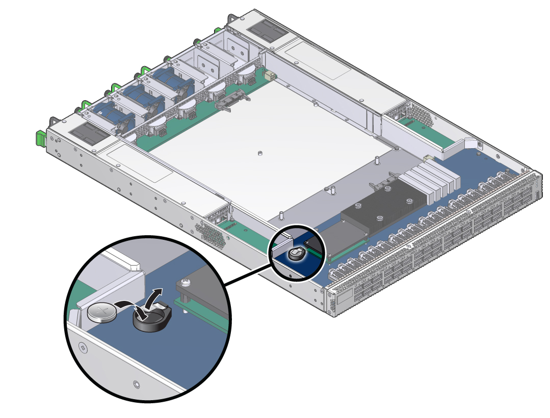 Illustration shows the battery being installed.